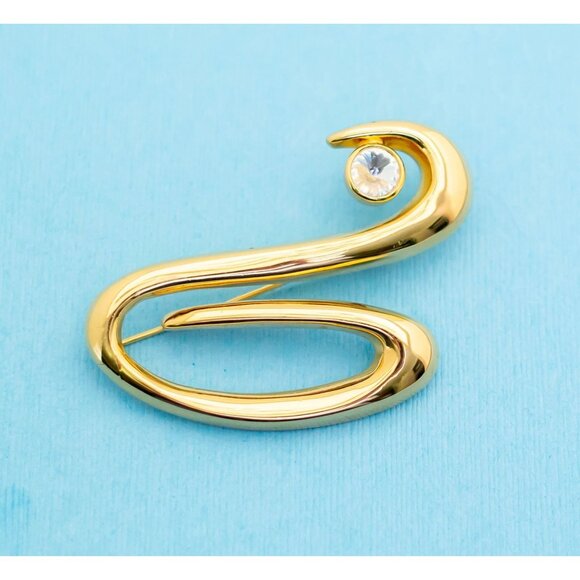 Vintage Gold Tone Swirl Brooch N18 - Picture 1 of 2
